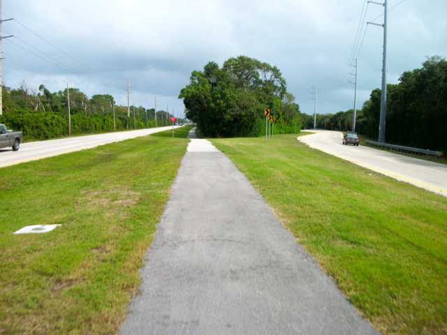 In most places the trail is just a sidewalk alongside of Route 1