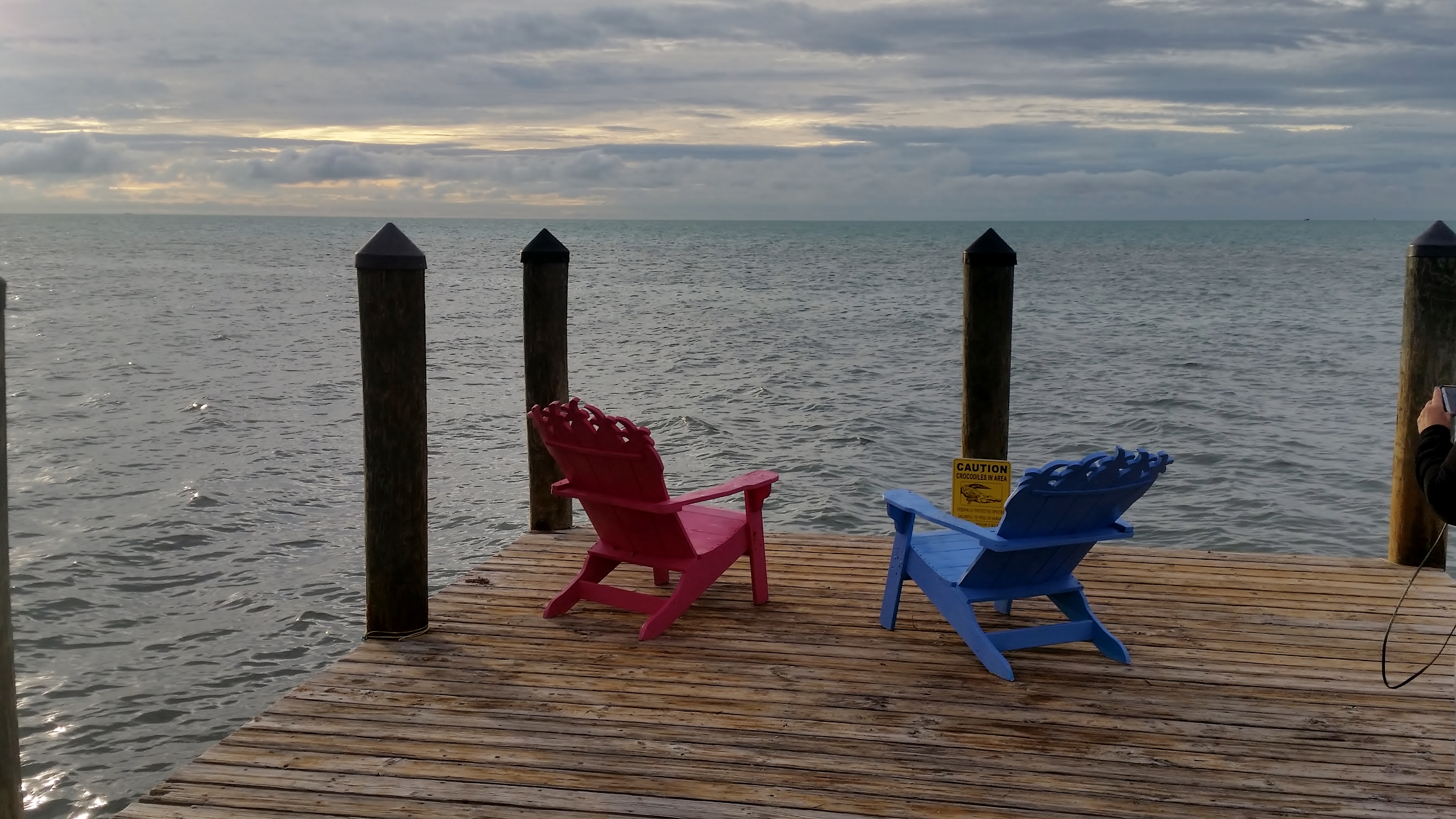 The end of the dock at the Lime Tree Bay Resort