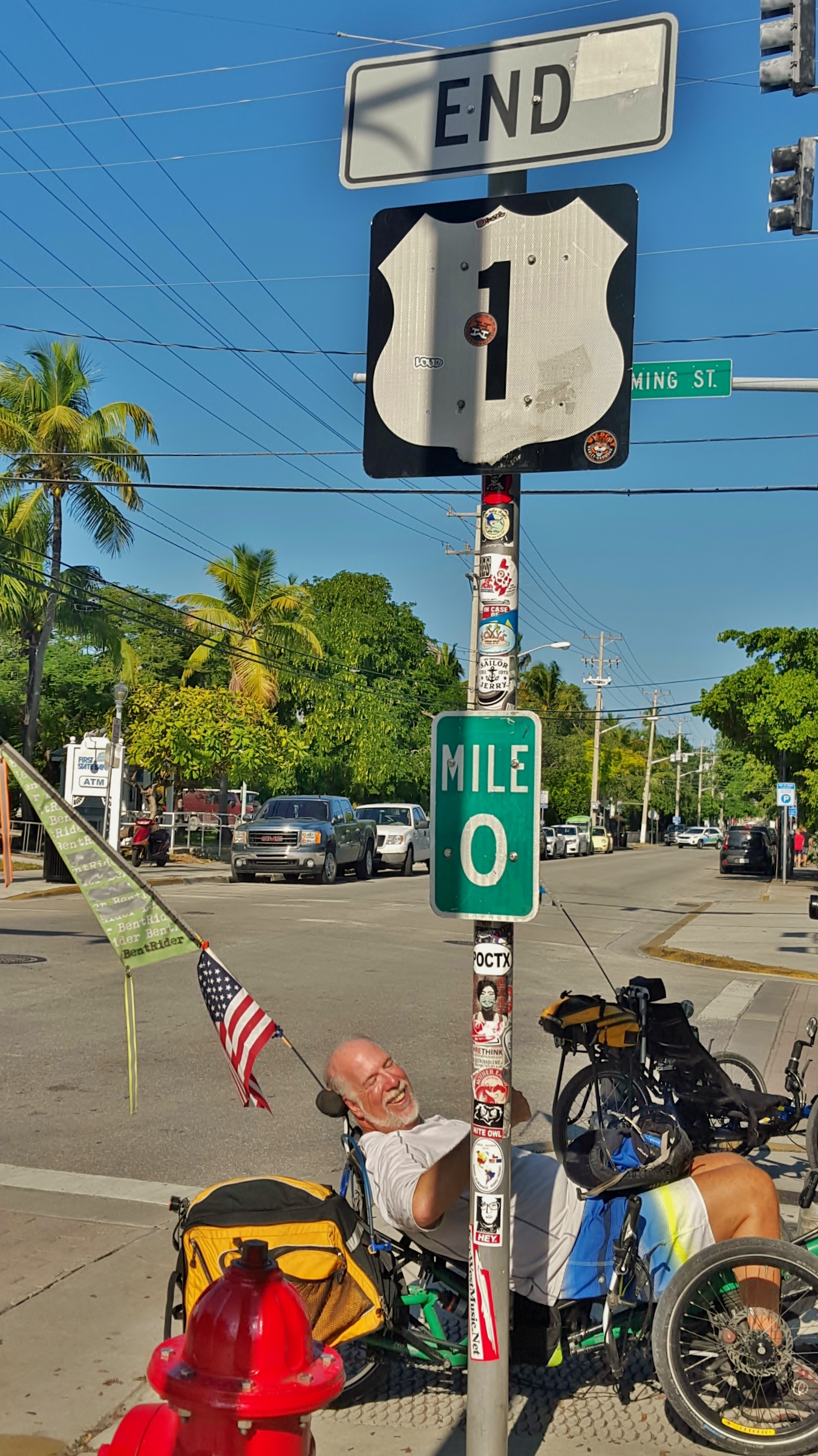 Mike checks out the end of everything at mile 0 here in Key West