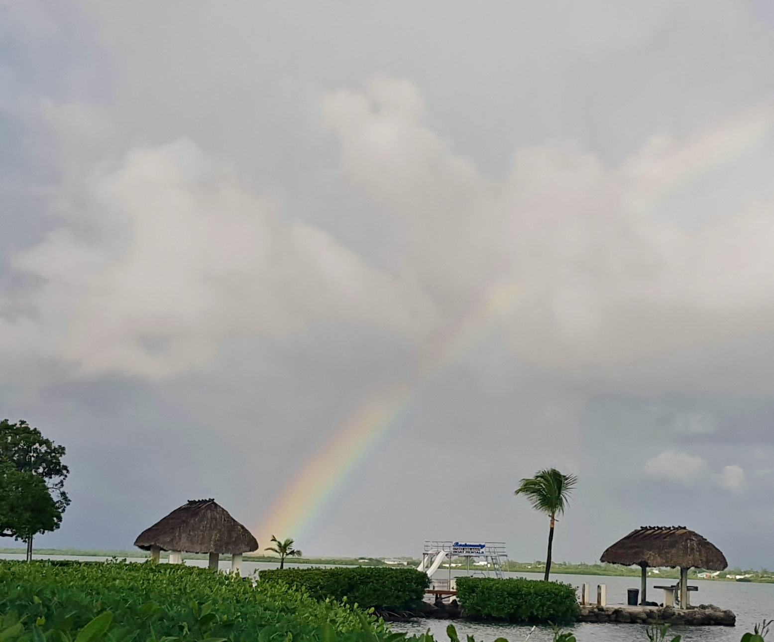 A nice rainbow over the boat basin at Parmers Resort on Little Torch Key