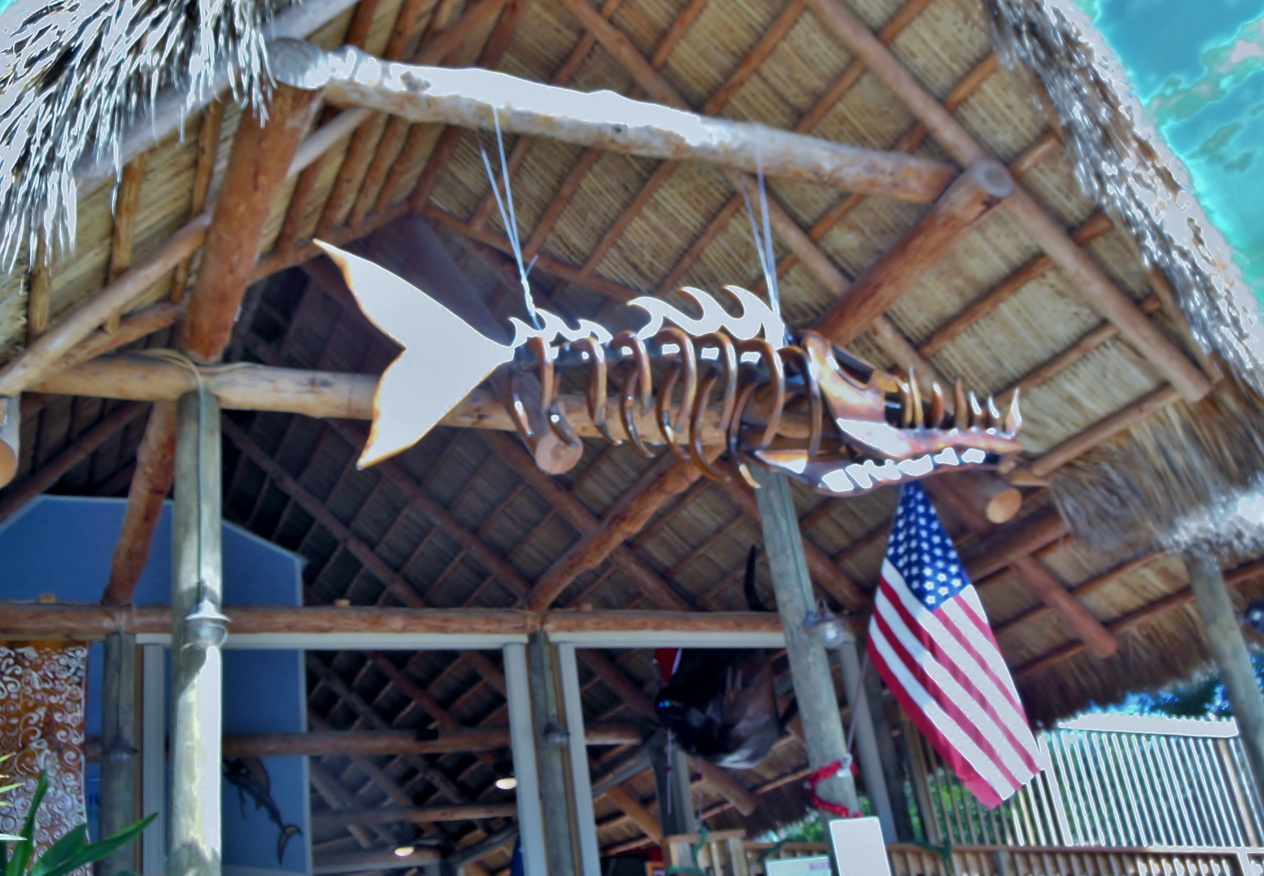 Beautifully carved wooden fish skeleton