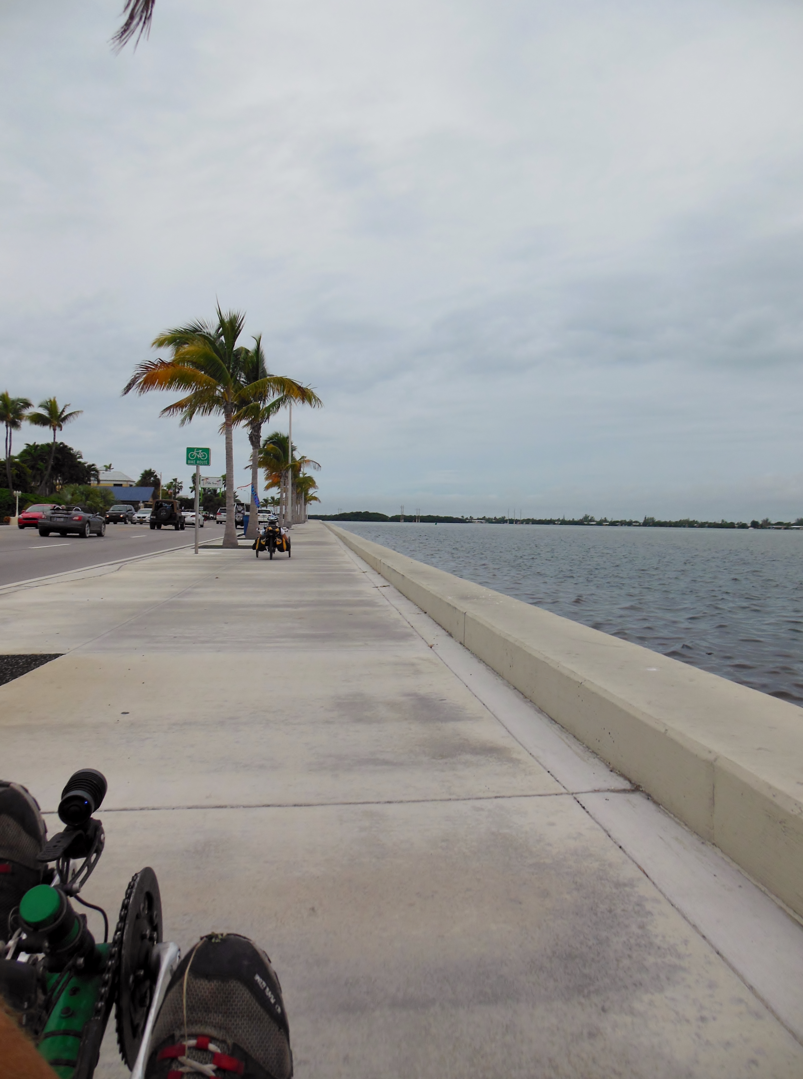 Riding along the north seawall into Key West