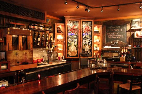 The bar inside the restaurant
