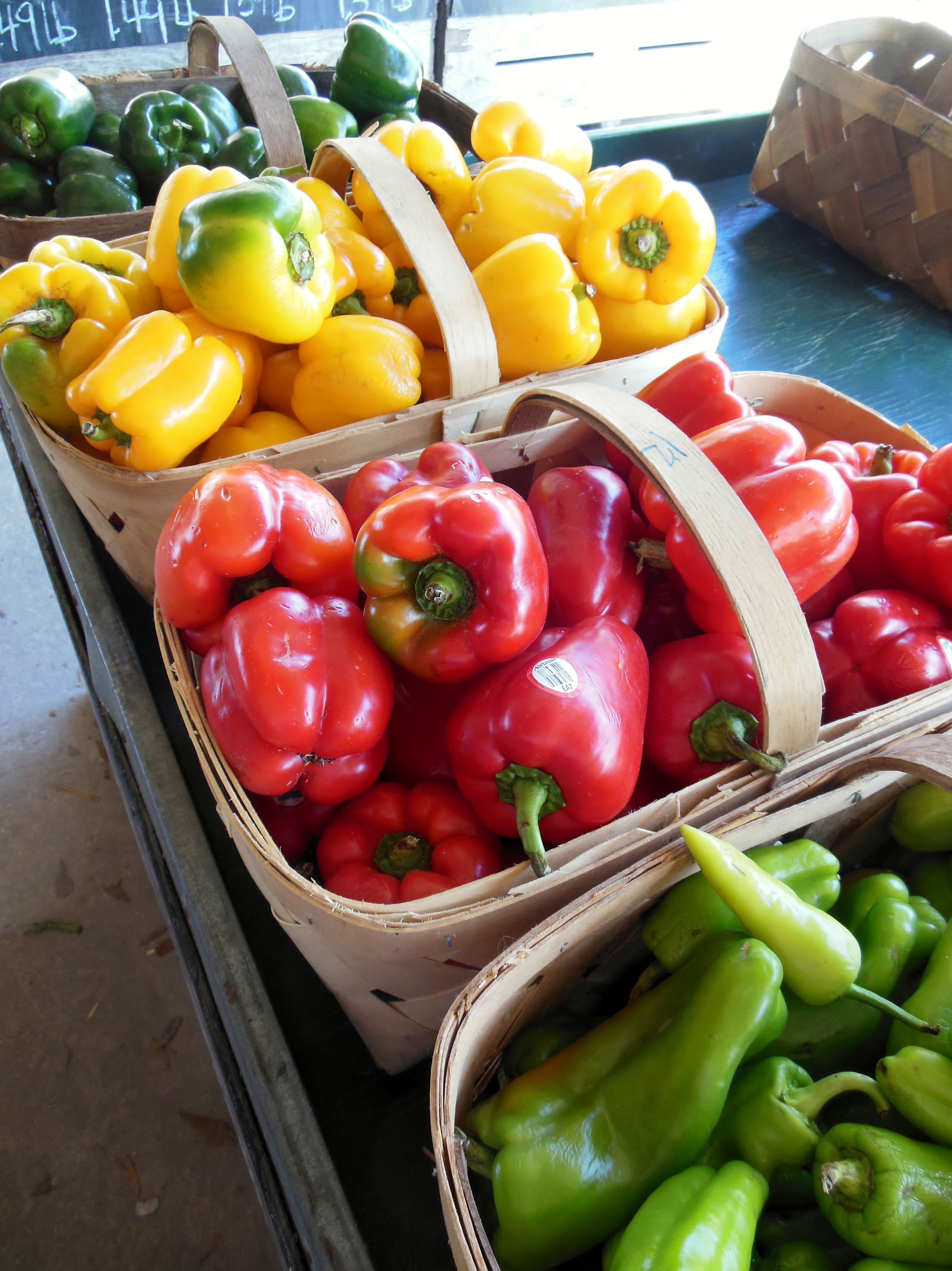 Fresh veggies on display in the farm amrket